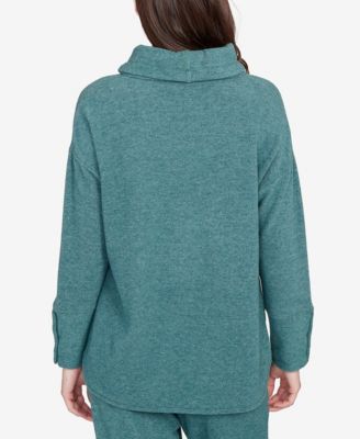 Petite Cowl Neck Cozy Hatchi Drawstring Top