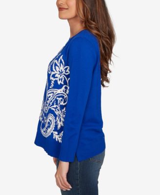 Petite Floral Paisley Jacquard Sweater