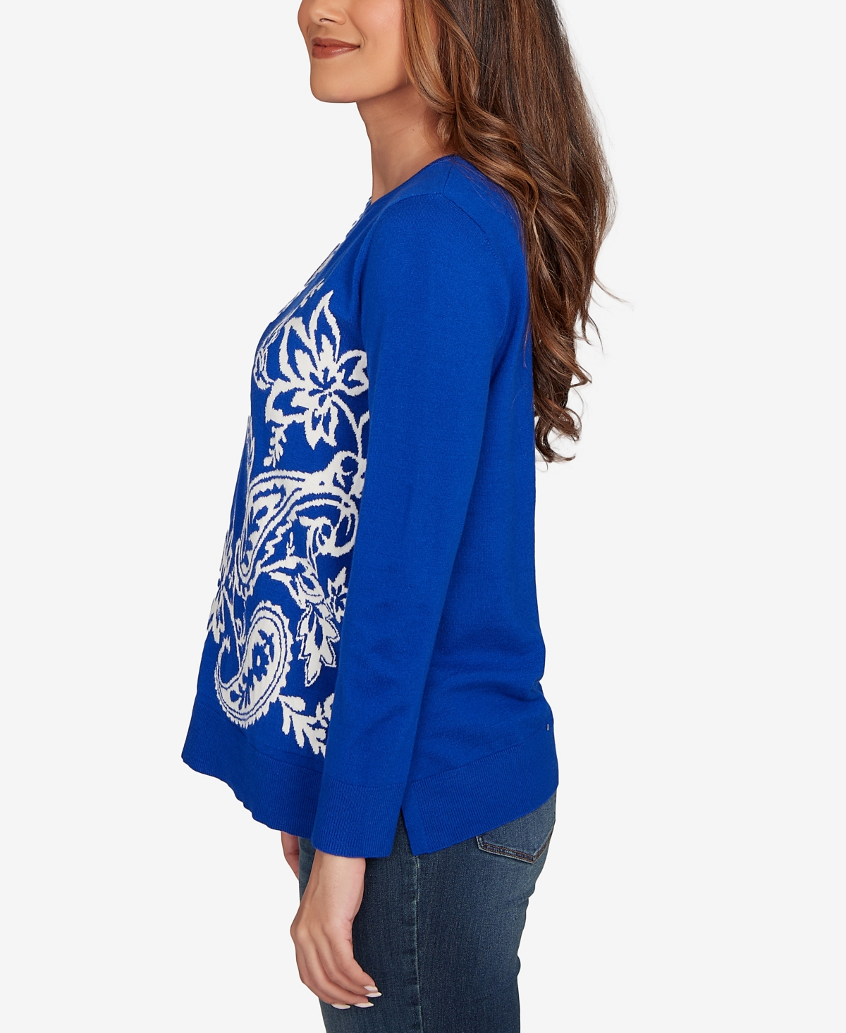 Ruby Rd. Petite Floral Paisley Jacquard Sweater