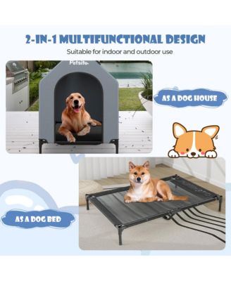 43'' Elevated Dog House for Small Breeds Large Pet House w/ Ventilated Windows