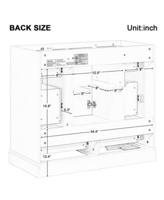 Bathroom Vanity Cabinet Base Only Six Drawers Adjustable Shelf Grey