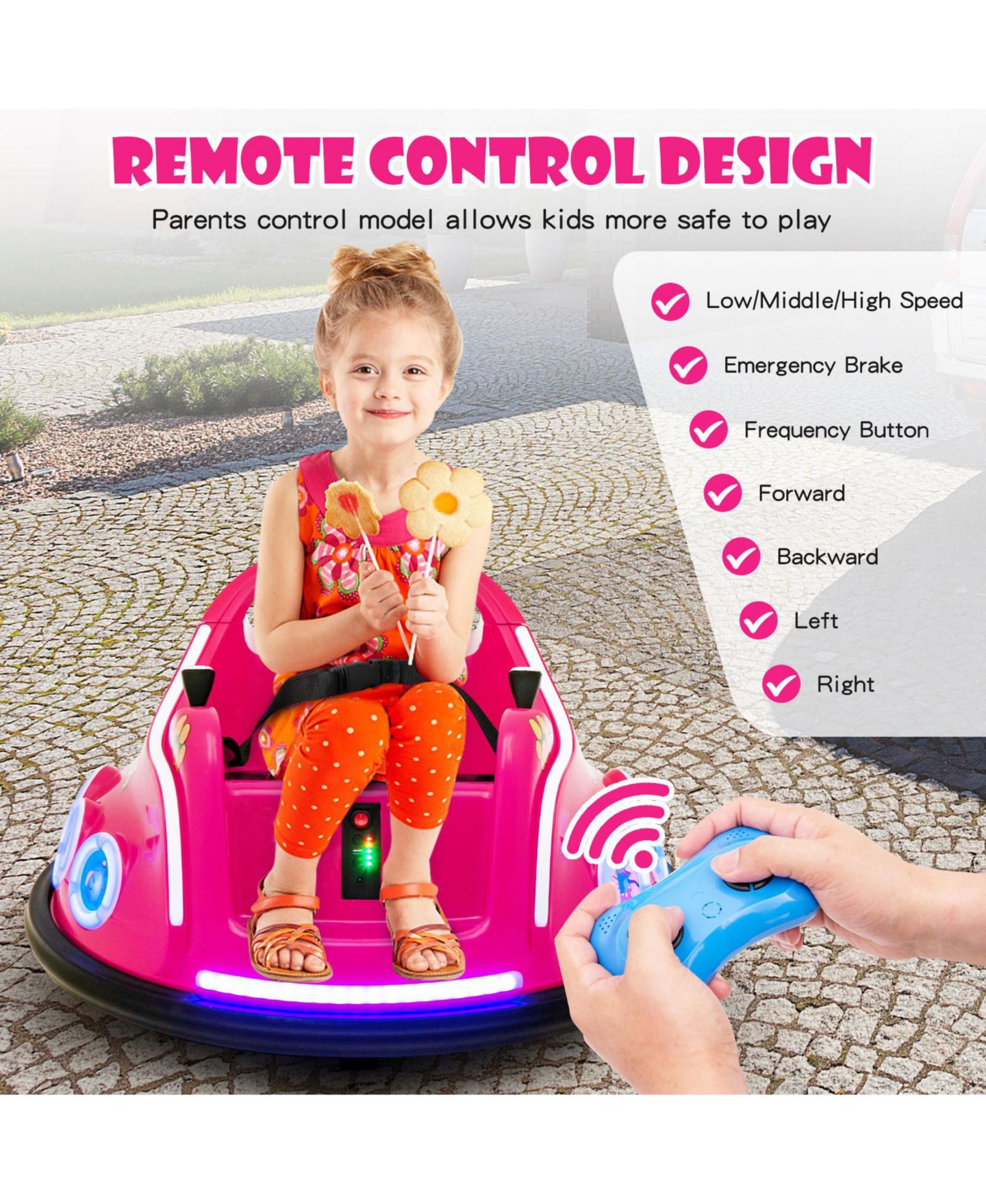 Детская игрушка HONGGE Electric Remote-Control LED Ride-On Car, цвет: Розовый — фото 7