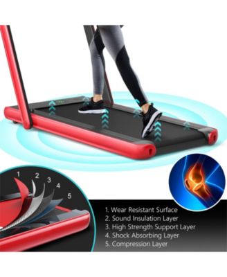 2.25HP 2 in 1 Folding Treadmill with APP Speaker Remote Control-Red
