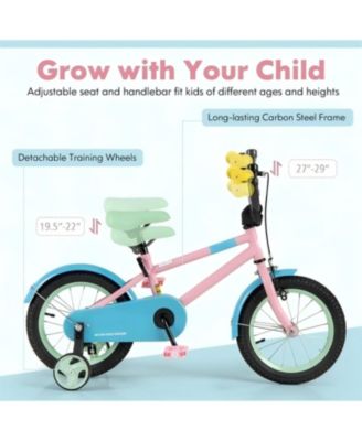 Kids Bike with Adjustable Handlebar and Saddle Pink-14 Inches