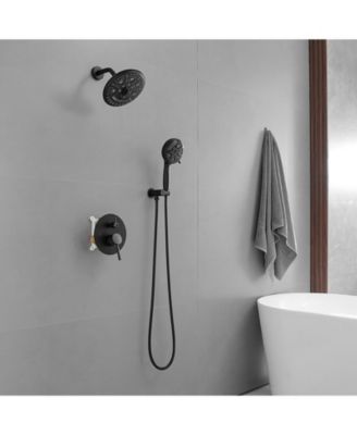 Single-Handle 1-Spray Round Rain Shower Faucet Set with Rain Shower Head & Hand Shower in Brushed Nickel (Valve Included)