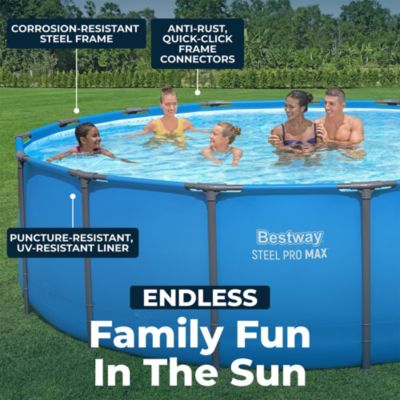 Steel Pro MAX 15' x 48" Round Above Ground Swimming Pool for Backyard