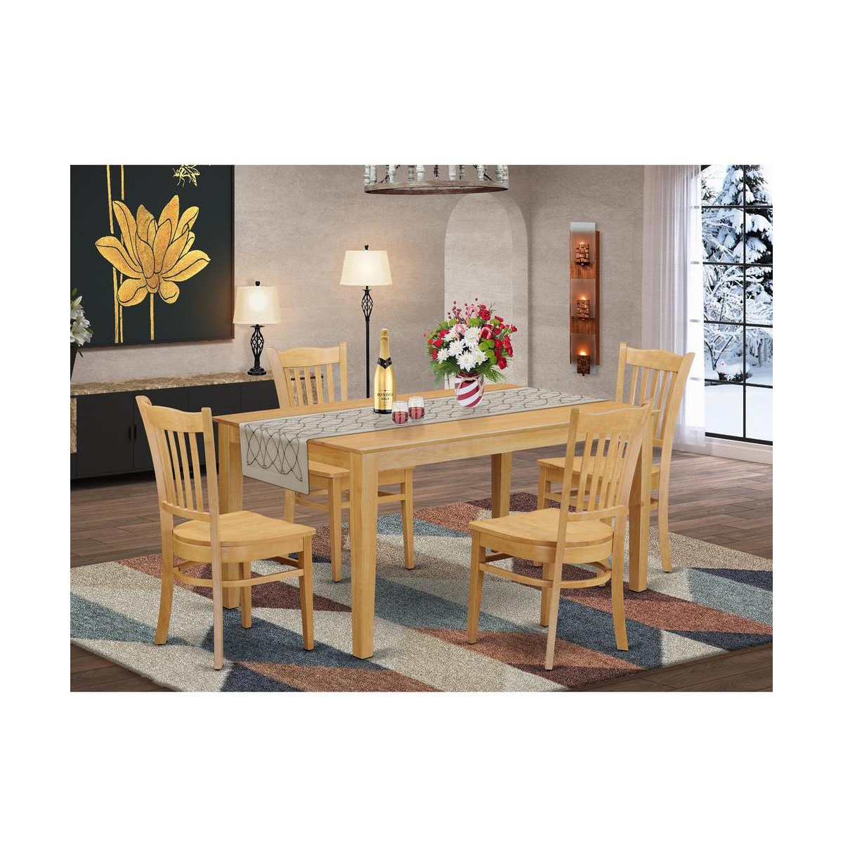 East West Furniture 5 Pc Dining room set for 4 - Dining Table and 4 Dining Chairs