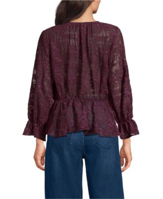 Women's Feminine Ruffle Chiffon V Neck Blouse