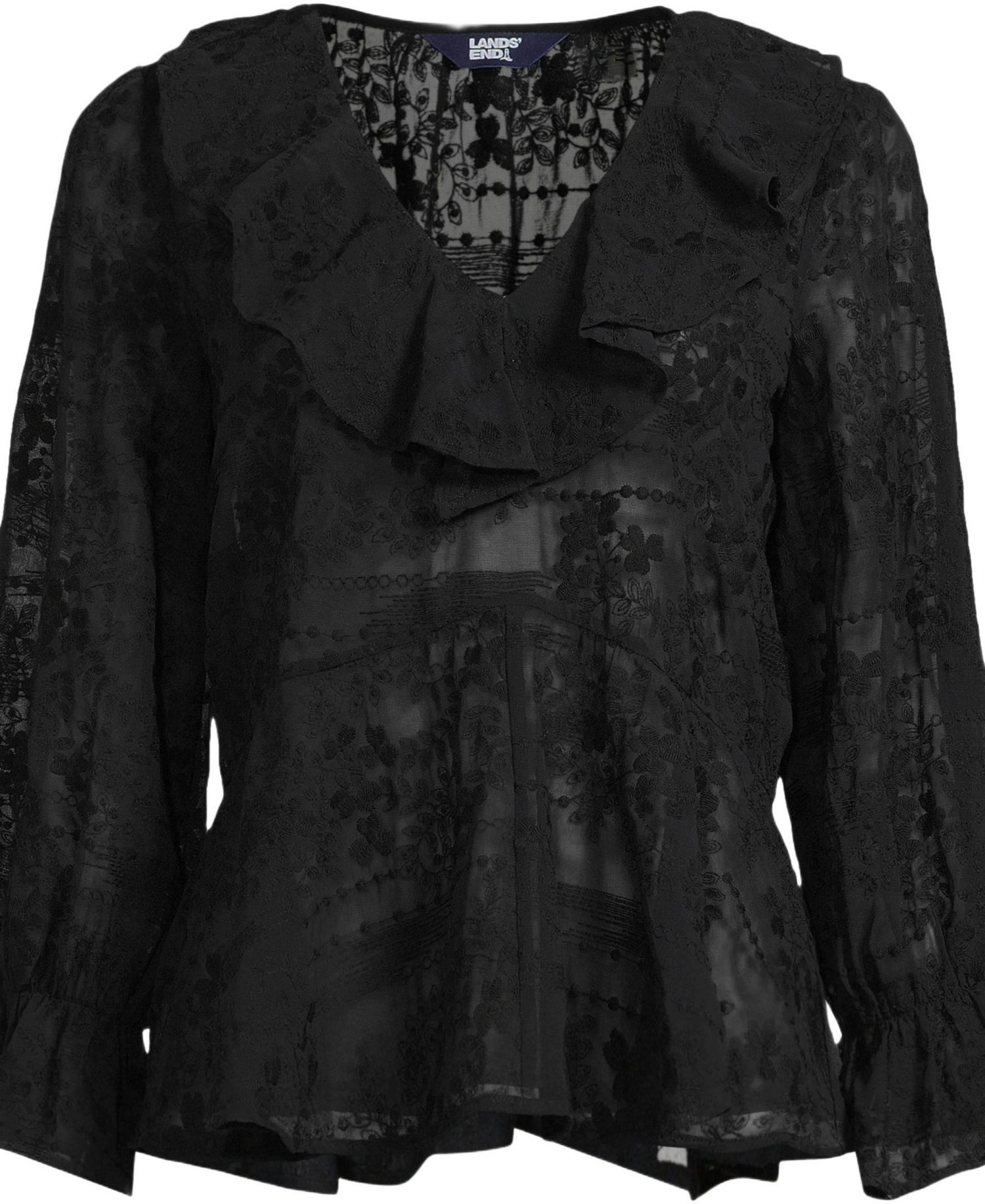 Women's Feminine Ruffle Chiffon V-neck Blouse