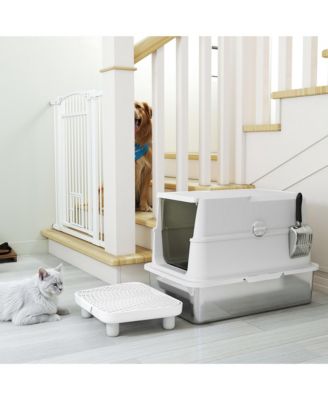 XL Stainless Steel Cat Litter Box for Big Cats with Flip Cover