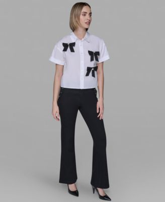 Petite Bow Short Sleeve Top