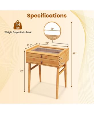 Bamboo 2-Drawer Mirror Makeup Vanity Table