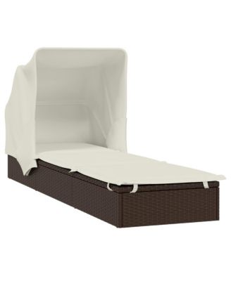 Sunbed Brown PE Rattan, Powder-Coated Steel 83.9x24.8x38.2 in