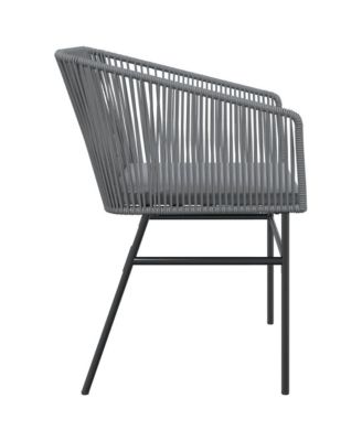 Garden Chair Gray PE rattan, Powder-Coated Steel Medium