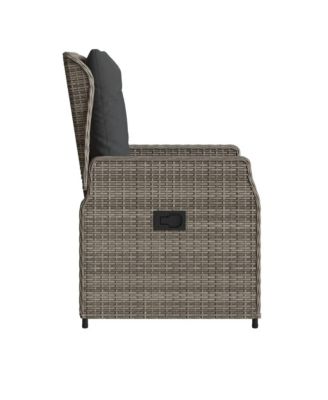 Reclining Garden Chair Grey PE rattan, powder-coated steel Single