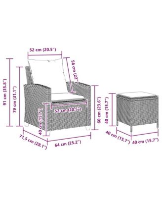 Garden Sofa Set Grey, Navy blue PE rattan and powder-coated steel