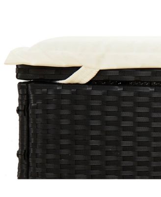 Sunbed Black & Cream PE rattan, Powder-coated steel Double