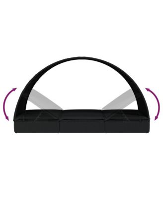 Sunbed Black PE rattan, powder-coated steel, fabric (100% polyester)