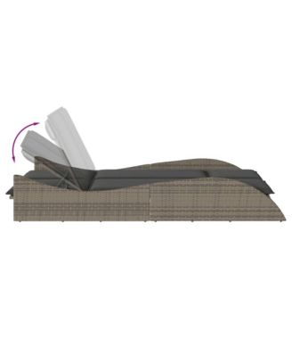 Patio Sun Lounger Gray PE rattan Dual seat large outdoor lounger