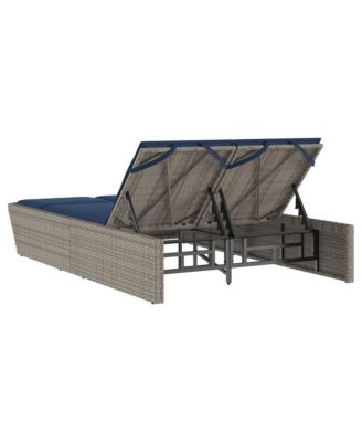 Patio Double Sun Lounger Gray PE Rattan Double