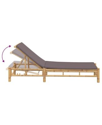 Sun Lounger Bamboo, Dark Grey Bamboo, 100% polyester Large