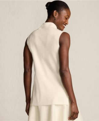 Women's Fine Gauge Sleeveless Mock Sweater