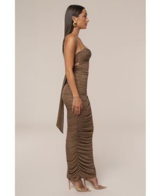Women's Ruched Metallic Maxi Dress