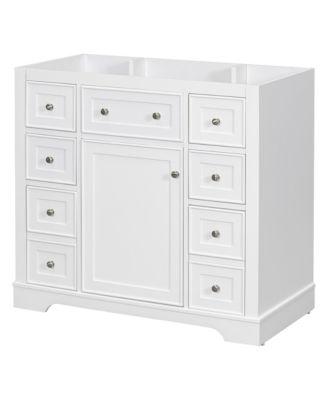 Bathroom Vanity without Sink Cabinet Base Only One Cabinet and Six Drawers White