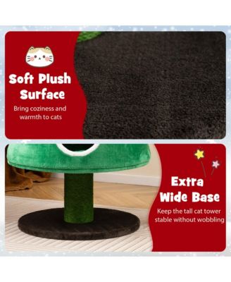 Christmas Cat Tree for Indoor Cats w/ 2 Condos Sisal Scratching Posts Spring Toy