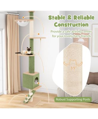 Floor to Ceiling Cat Tree w/ 86''-99.5'' Adjustable Height Space Capsule Condo
