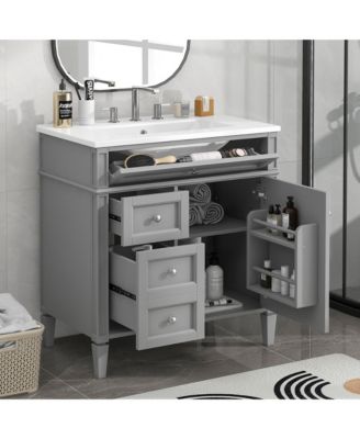 30inch Bathroom Vanity with Top Sink Modern Bathroom Storage Cabinet with 2 Drawers and a Tip out Drawer Single Sink Bathroom Vanity
