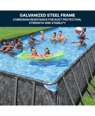 APX 365 18' x 9' x 52" Rectangular Above Ground Swimming Pool Set, Gray