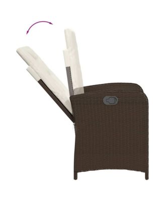Reclining Garden Chair Set of 2 Brown PE rattan Standard