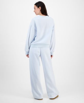 Juniors' Sequin Heart Wide-Leg Sweatpants