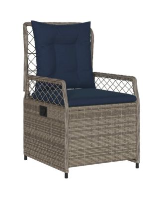 Reclining Patio Chair Gray and Navy Blue