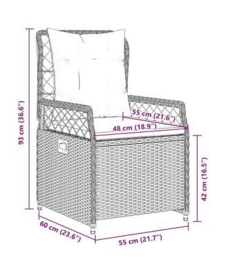 Reclining Patio Chair Black PE rattan Standard Size