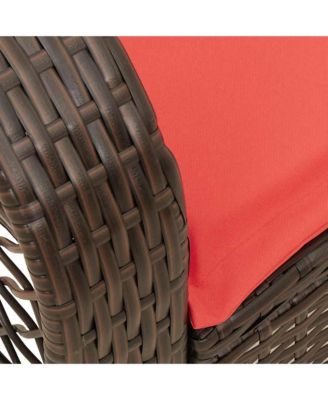 Patio Rocking Chair Brown PE rattan, powder-coated steel, polyester