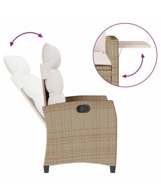 Reclining Garden Chair Beige PE rattan Standard