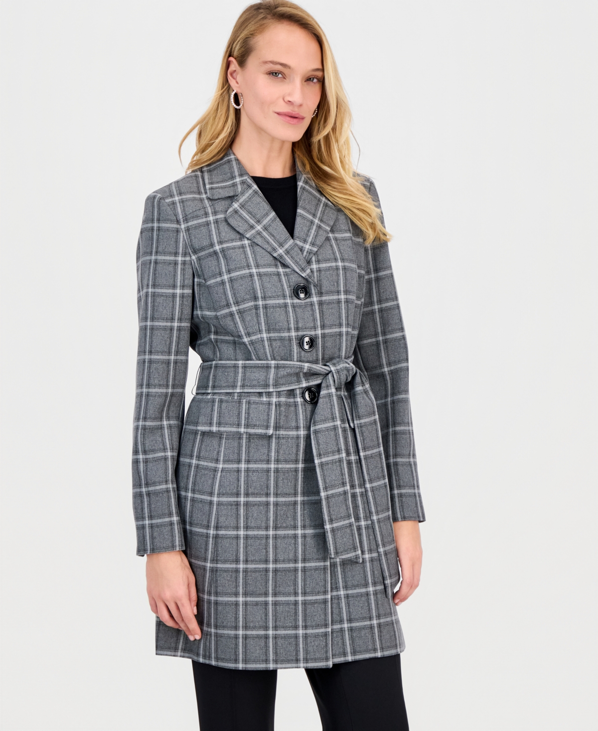 Le Suit Women's Belted Mid-rise Pantsuit In Gray