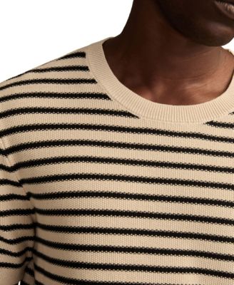 Men's Striped Crewneck Textured Sweater