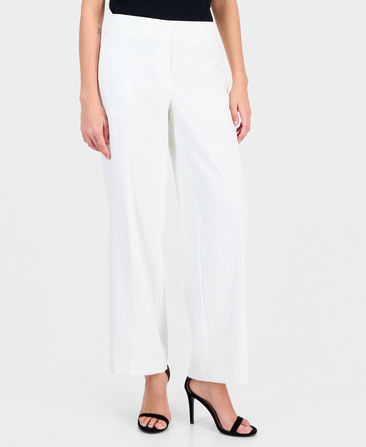 Le Suit Women's Shawl-collar Mid-rise Pantsuit In White
