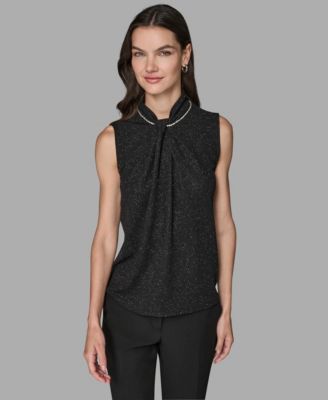 KARL LAGERFELD PARIS - Women's Sleeveless Novelty Knit Top
