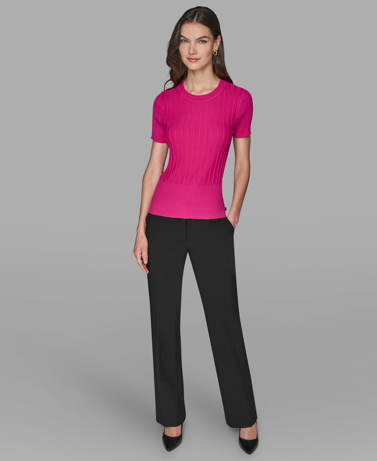 Karl Lagerfeld Women's Short Sleeve Sweater Knit Top In Pink