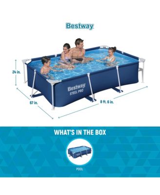 Steel Pro 8.5'x67"x24" Rectangular Above Ground Outdoor Swimming Pool