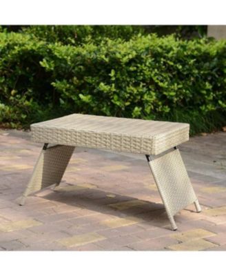 Portable Outdoor Wicker Rattan Side Table, Foldable Lightweight 7 lbs, Weather-Resistant, No Assembly Needed