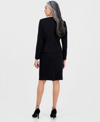 Women's Square-Neck Button-Front Skirt Suit 