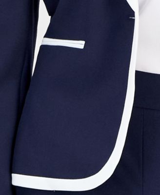 Women's Notch-Lapel Colorblocked Pantsuit, Regular & Petites