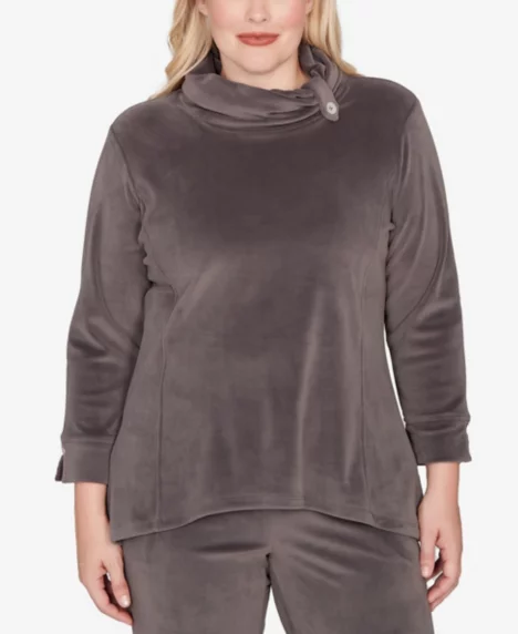 Petite Calm Luxe Cowl Neck Top - Slate