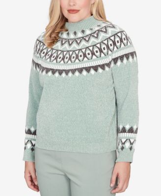 Petite Stockbridge Fair Isle Pattern Chenille Sweater