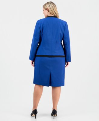 Plus Size Collarless Open-Front Jacket & Dress Set 